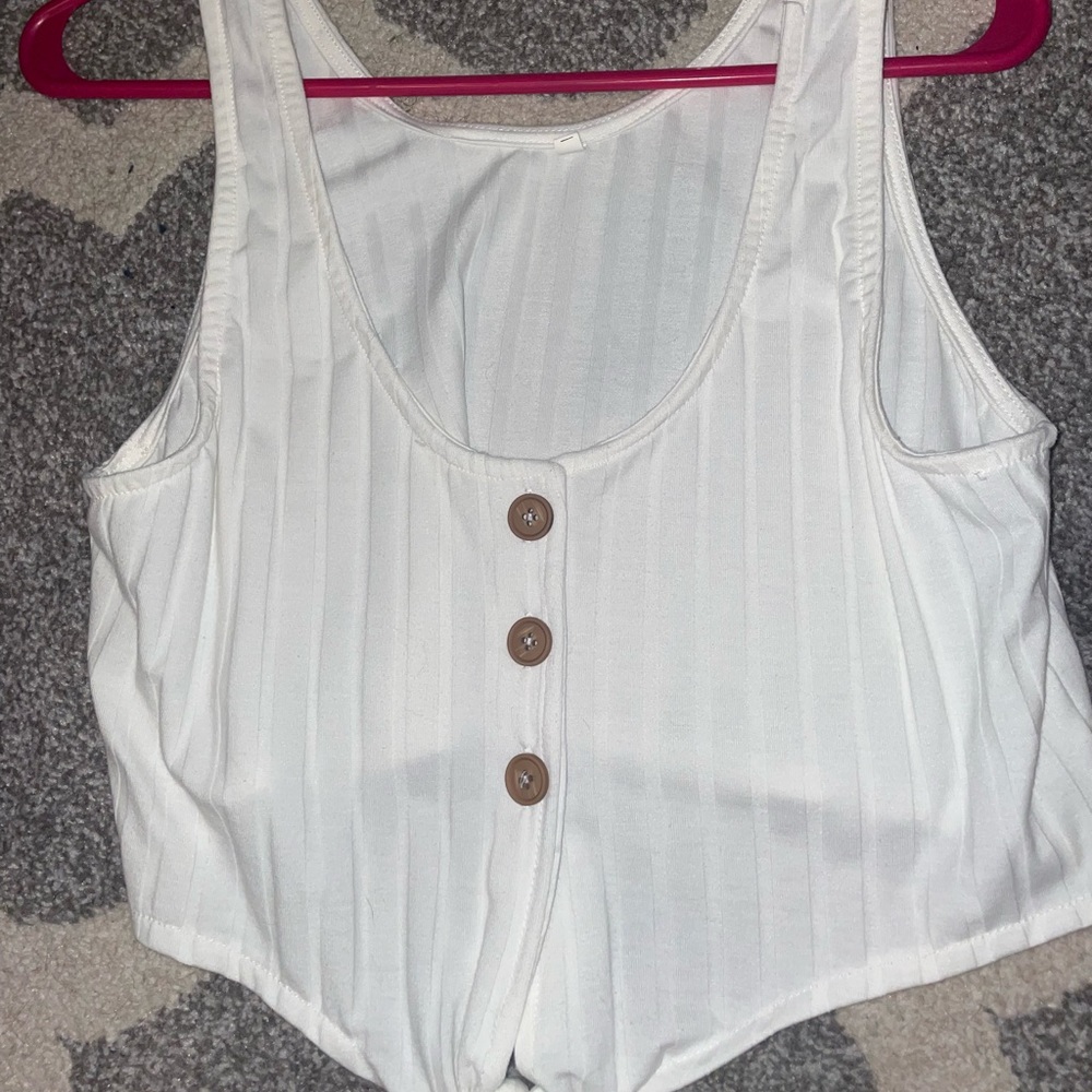 White button up crop top